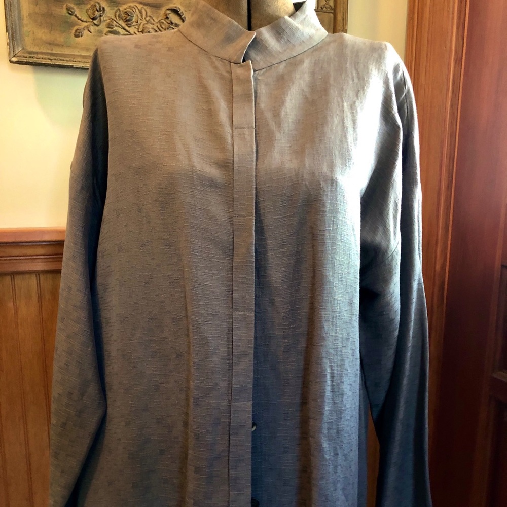 Eileen Fisher Mandarin Collar Silk/Linen Jacket